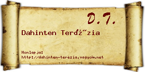 Dahinten Terézia névjegykártya