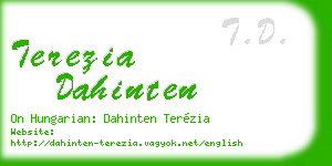 terezia dahinten business card